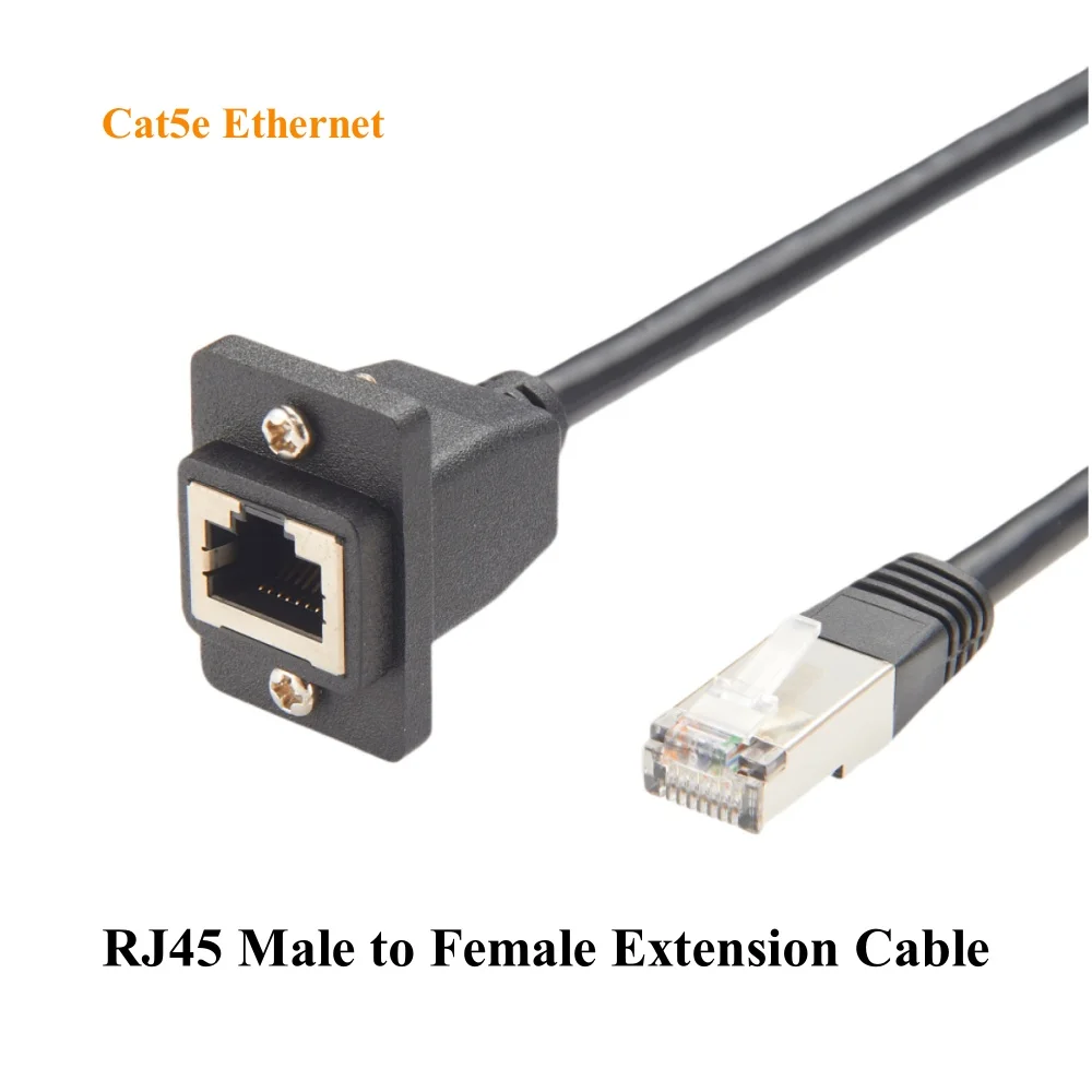 RJ45 Cat5e Ethernet Srew Panel Cord RJ45 8P8C LAN Male to Female Convertor Extension Cable XLR Flange Chassis Feedthru Cable