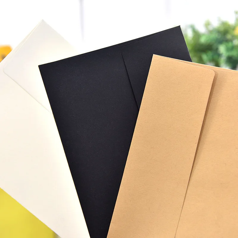 10pcs/pack 17.5x12.5cm kraft white (ivory white) black paper Envelope Message Card Letter Stationary Storage Paper Gift