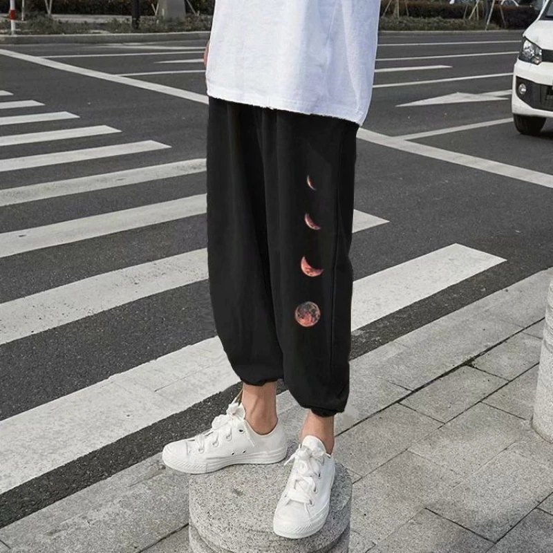 

Casual Pants Men's Loose Straight plus Size Pants Korean Fashion Drawstring Ankle-Tied Sports Pants Wide Leg Pants Men and Women