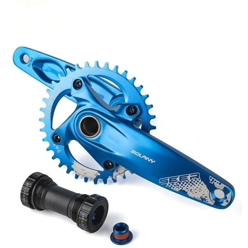 

BOLANY MTB Hollow Integrated Crankset with8-12Speed 36T Positive & Negative Tooth Chainring, Integrated Crank for MTB&Road Bikes