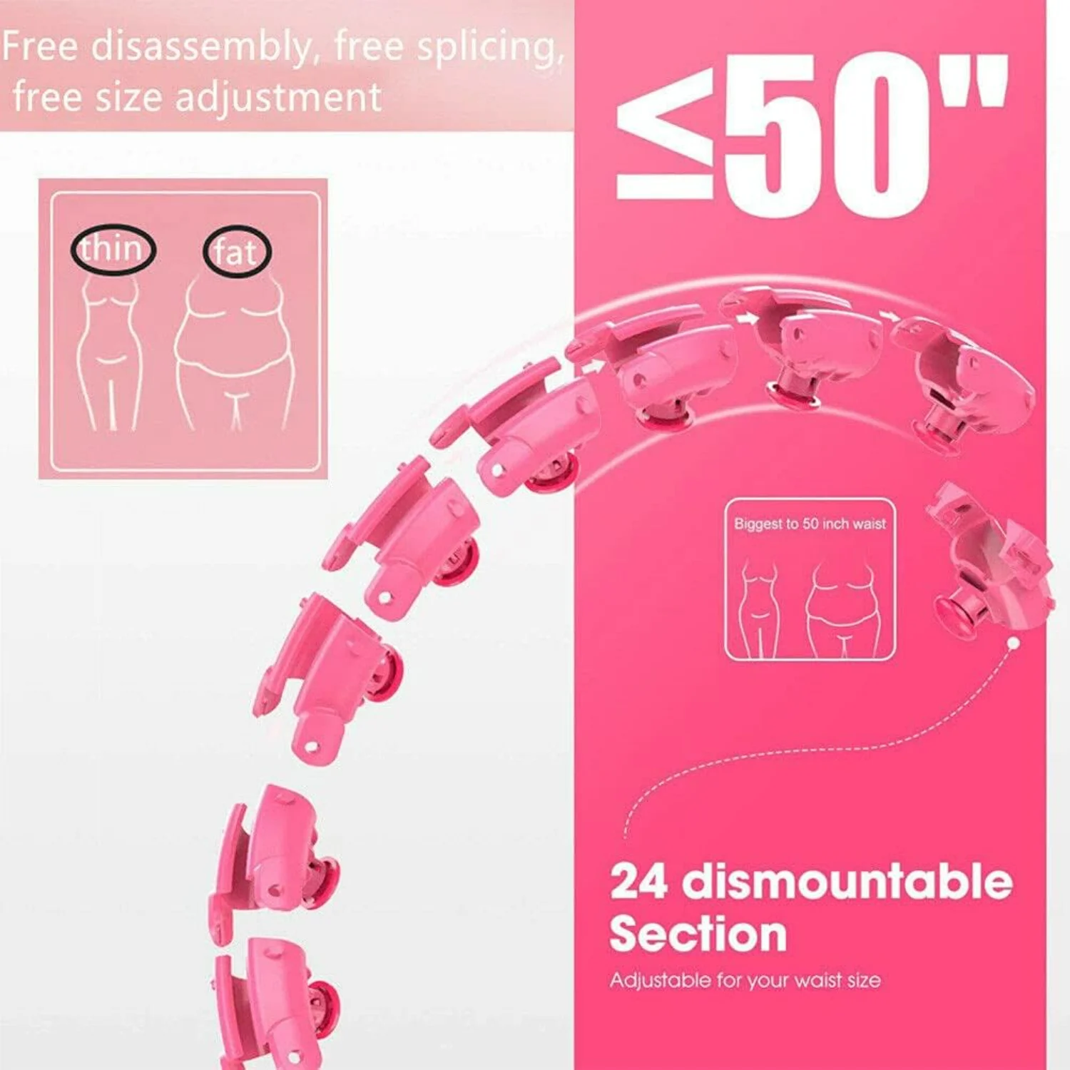 ذكي مرجح، 24 عقدة قابلة للفصل للياقة البدنية في البطن وفقدان الوزن غير قابلة للسقوط، طوق هول للياقة البدنية، وزن قابل للتعديل - دوار، Cir #6