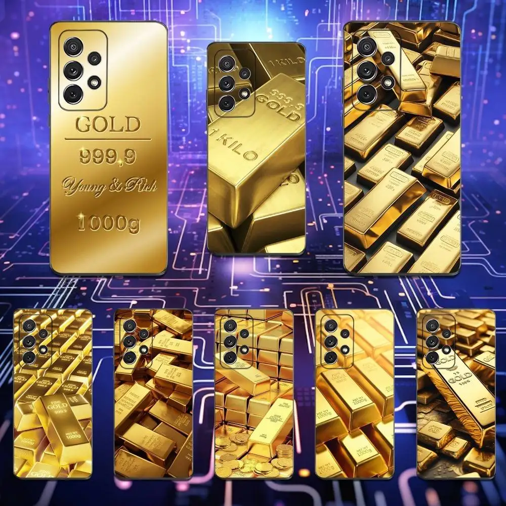 

Cool Precious Gold Art Phone Case For Samsung S25,S24,S23,S22,S21,S20,S10,Ultra,Plus,Lite,FE,Soft Silicone Black Cover