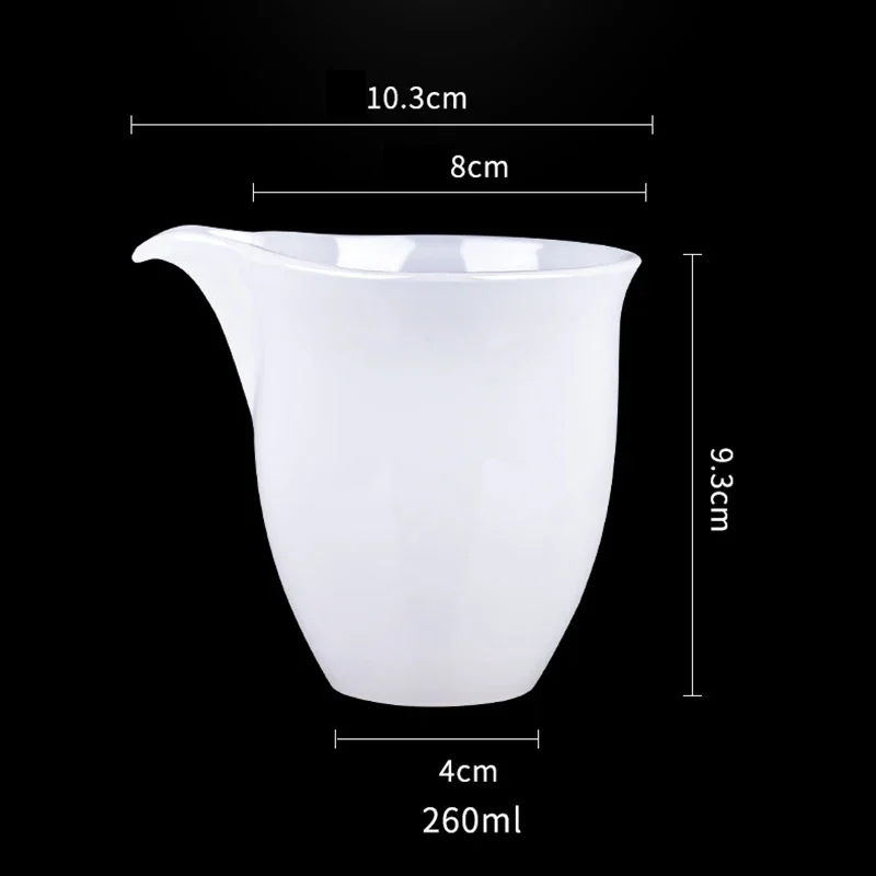 260ML White Jade Porcelain Fair Cup - Harmony Tea Dispenser Tea Sea Large Glass Glaze Chahai  Kungfu Tea Set Accessories