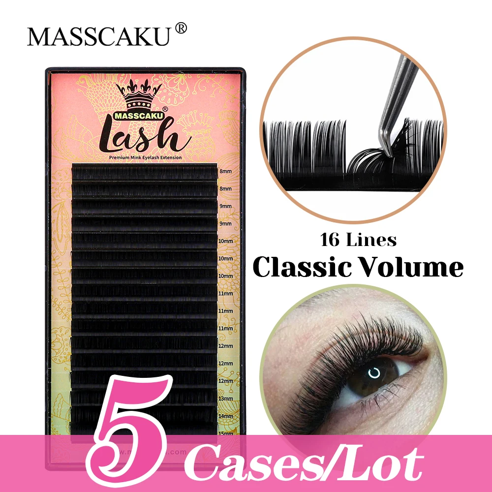 

MASSCAKU 5cases/lot 0.05/0.07/0.10/0.15mm Thickness Multi-texture Classic Regular Lashes Synthetic Hair Russian Volume Eyelash