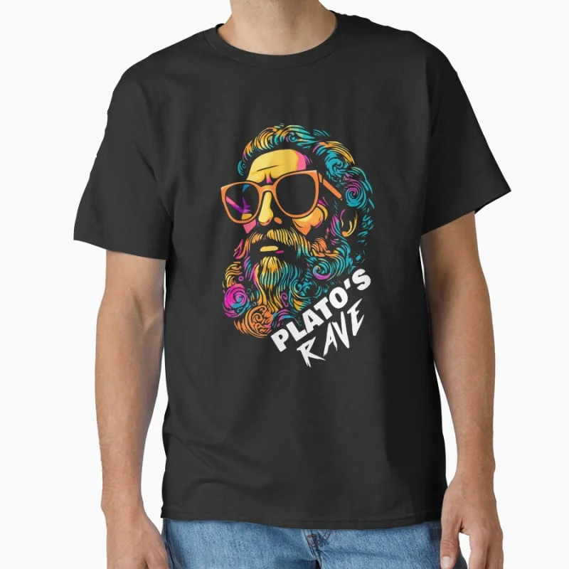 

Plato's Rave Funny Philosophy Funny Stoic team Greek Philosopher gift T shirt for men large size Adult Tops S-6XL