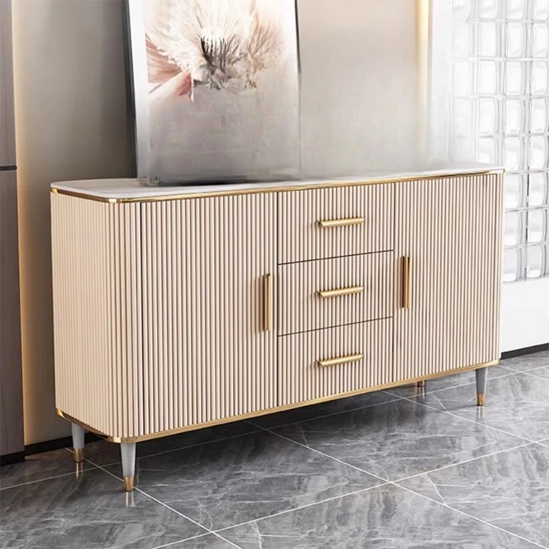 Multi-layer stainless steel and wood modern kitchen side cabinets Durable multi-function lockers