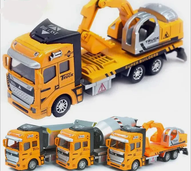 

1:48 Pull Back Alloy Car Engineering Truck Model Excavators Cement Concrete Mixer Dumpers Diecasts Toy Vehicles for Boys