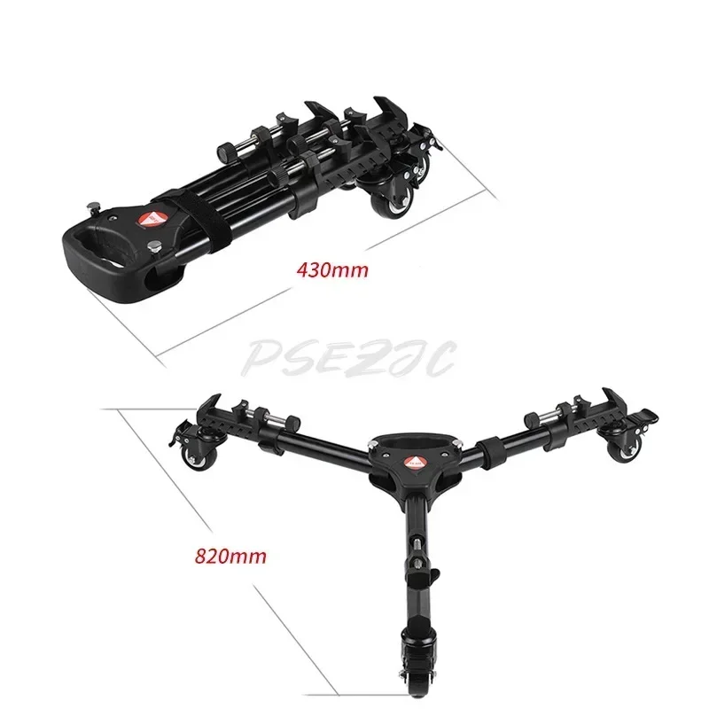 VX-600 Foldable Tripod Dolly 3 Wheels Stand Pulley Base Universal Camera Aluminum Alloy Material New