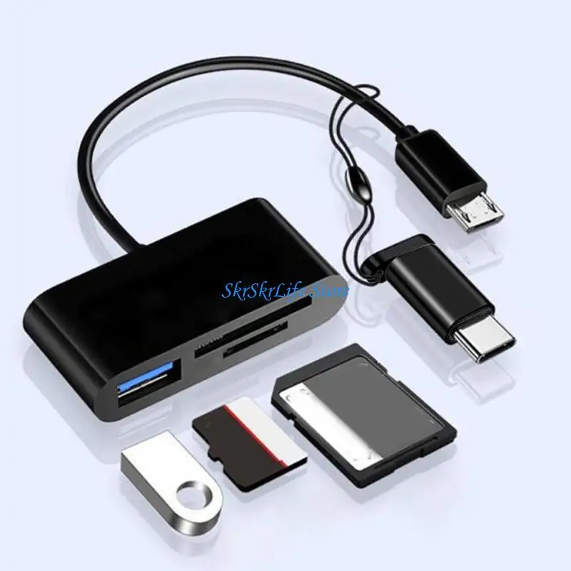 E65E Multifunction Micro USB TF Card Reader Type C Memory Card Reader Adapter