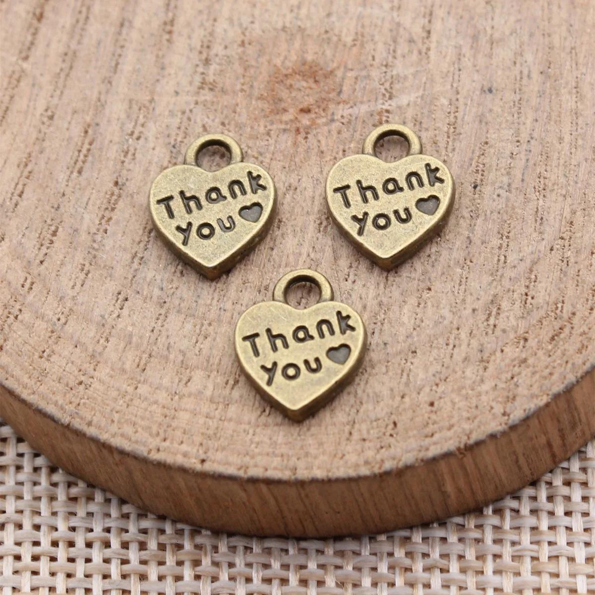 20pcs 12x10mm 2 Colors Antique Silver Color Antique Bronze Color Double-Sided Thank You Heart Charms Jewelry Making Accessories view 2