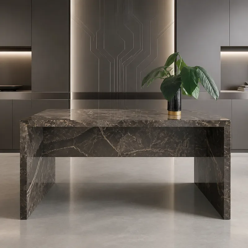Modern Light Luxury Rock Slab Island Table Integrated Panel Multi Functional Bar Dining Table for Home Customizable