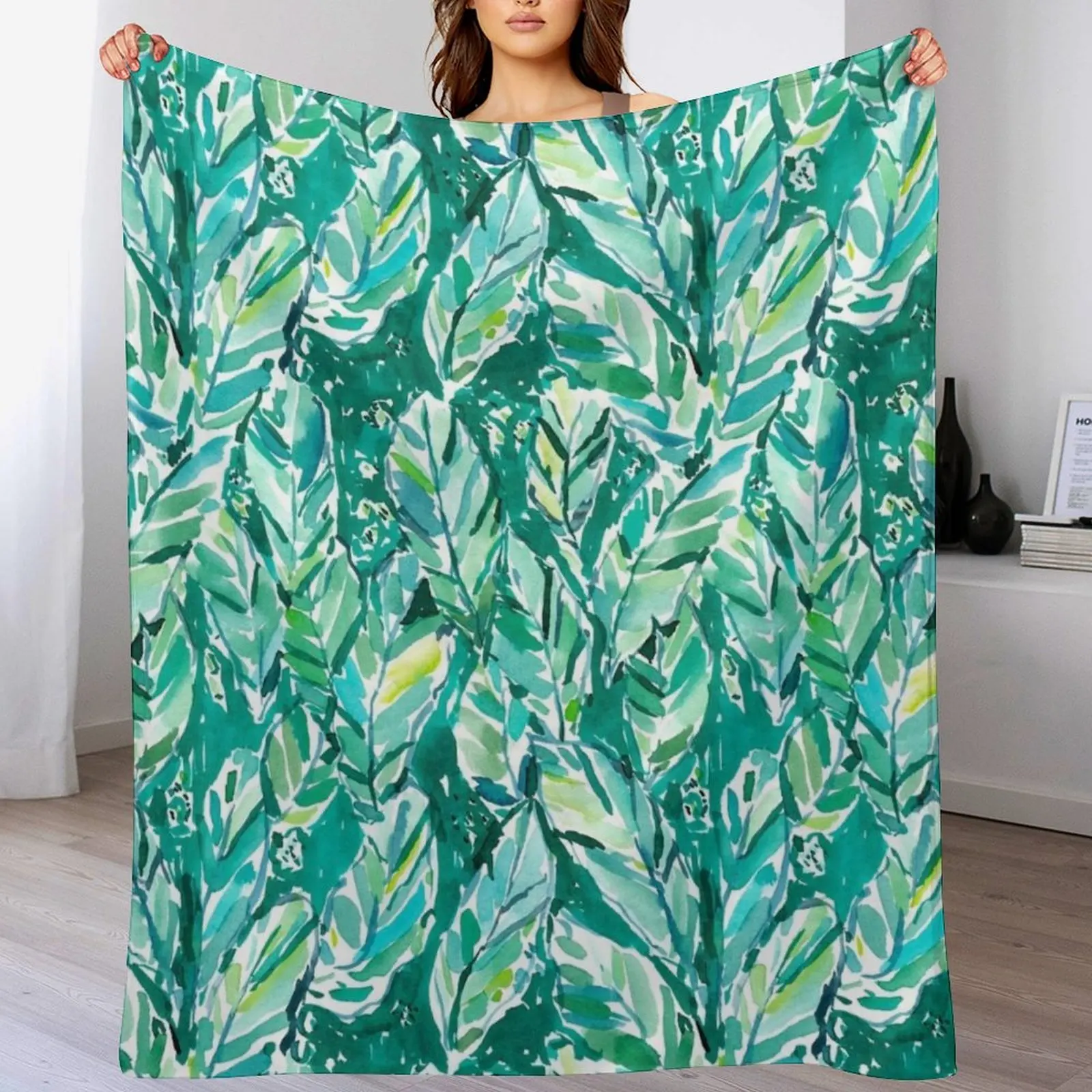 

BANANA LEAF JUNGLE Throw Blanket Soft Big Flannel Blankets