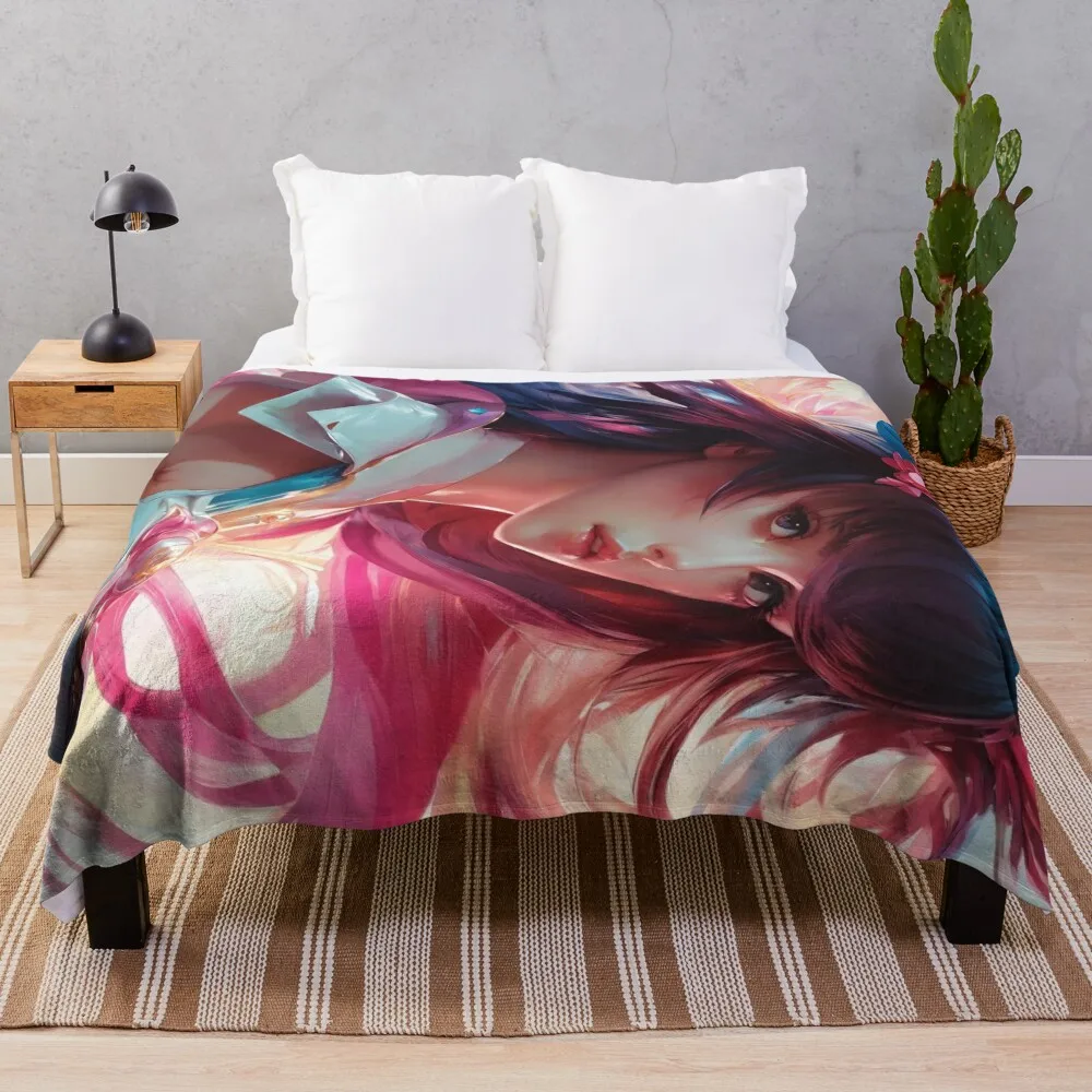 

Anime Girl Throw Blanket Flannels Soft Plush Plaid Thermal Soft Blankets