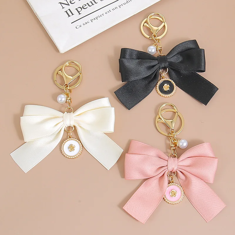 

Стильный брелок-бантик из тканевой ленты для женщин, подвеска для автомобильных ключей, персонализированный аксессуар для сумки