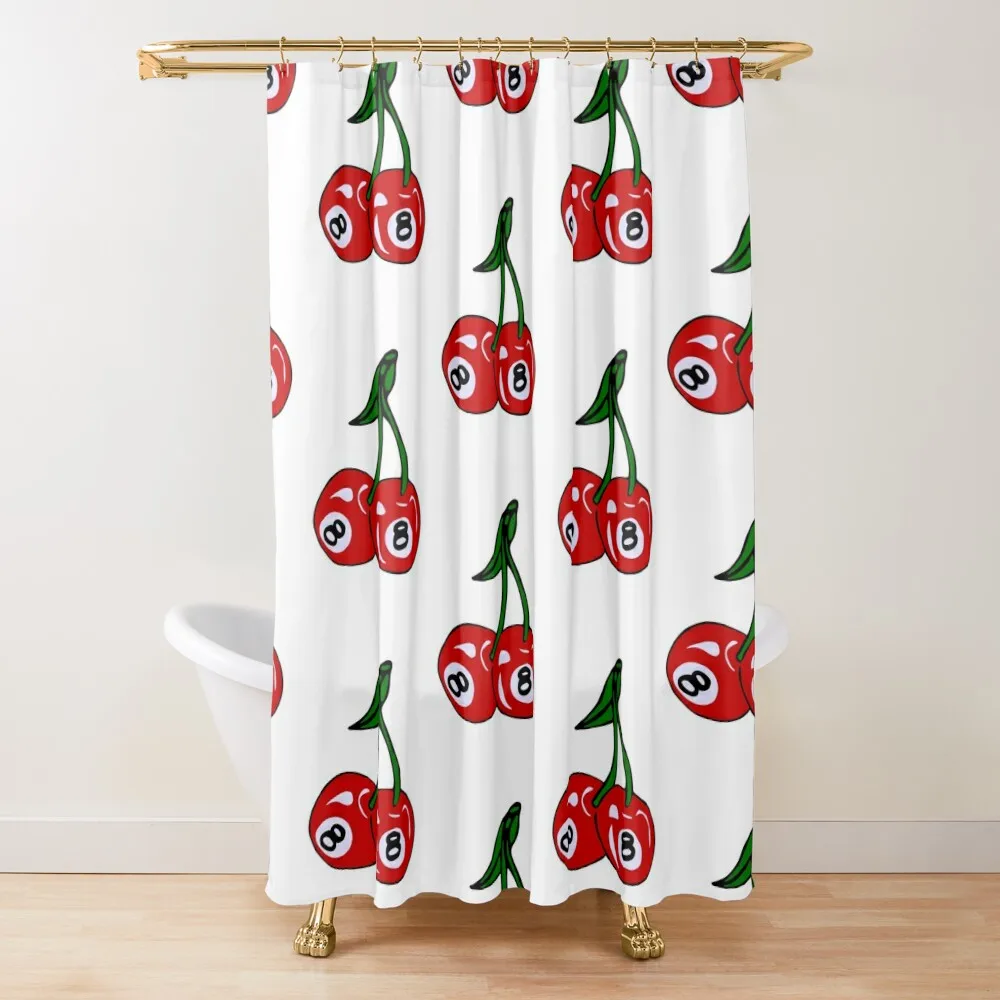 

Red 8-Ball Cherries Shower Curtain Shower Set Anime Shower Modern Accessory Bathrooms Curtain