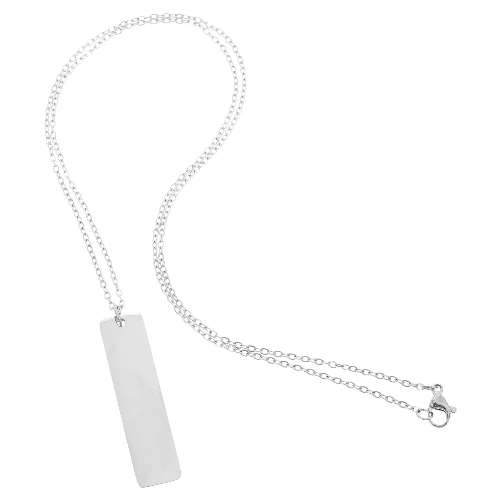 

Simple Stainless Steel Bar Pendant Necklace for Men and Women Couples Minimalist Chain Jewelry Blank DIY Engravable Clavicle