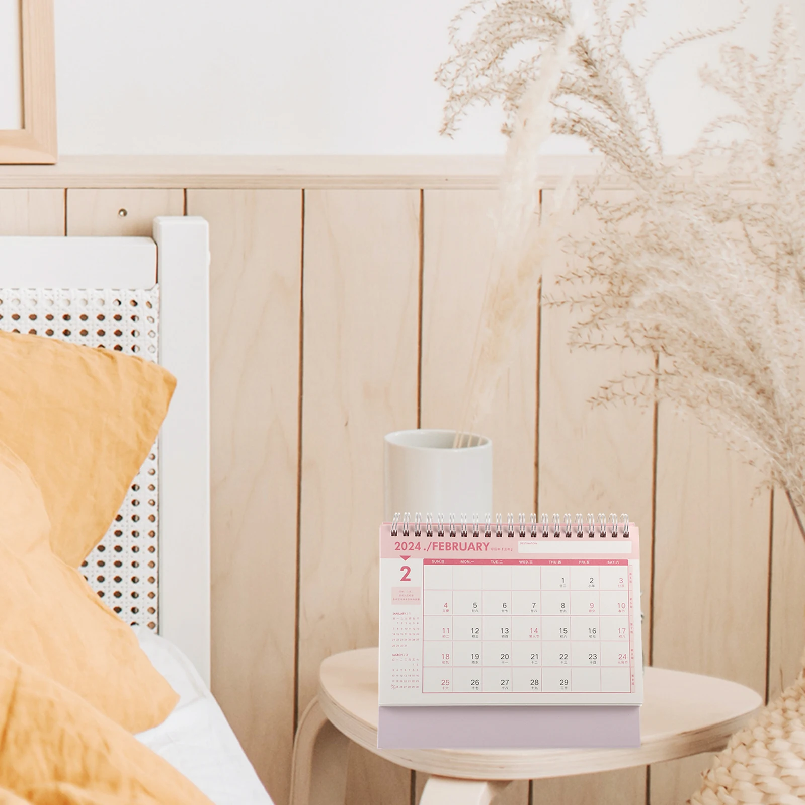 

Mini Desk Standing Notepad Pink Block Aesthetic Office Home Use Creative Monthly Planner Household Decorative