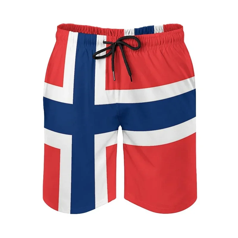 Fashion 3d Print Norway Flag Beach Shorts Men Summer Quick Dry Surf Board Shorts Sports Swim Trunks Oversized Short Pants