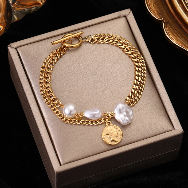 EILIECK 316L Stainless Steel Zircon Vintage Headshot Charm Bracelet For Women Men Fashion Girls Bangle Wrist Jewelry Party Gifts - Image 6