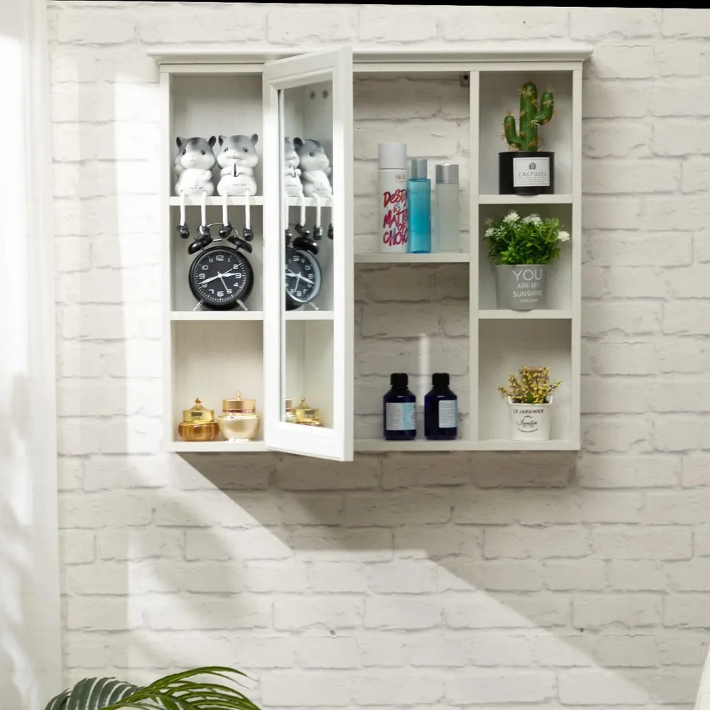 

Medicine Cabinet with Mirror and Shelves, Bathroom Wall Storage Cabinet Over The Toilet, Vanity, (No Back Board), Recessed