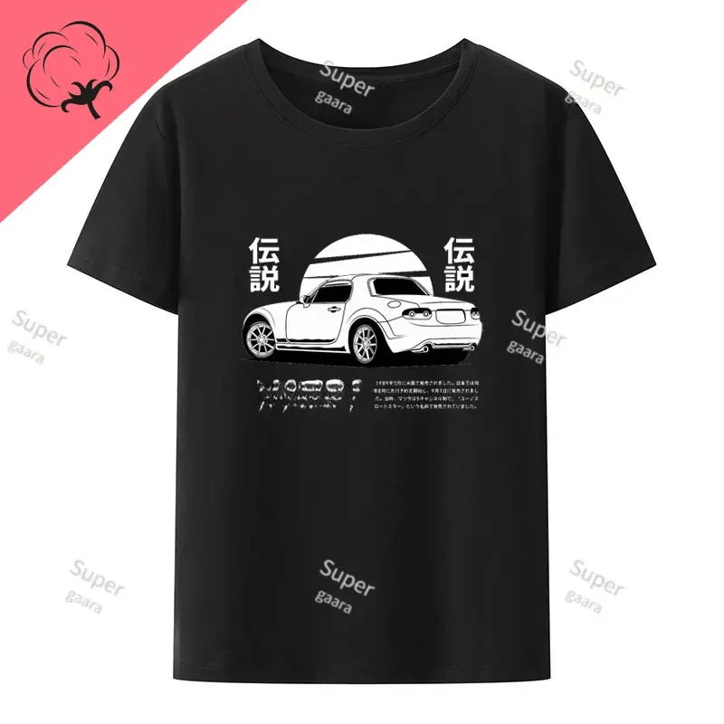 Initial D JDM MIATA MX5 Theme 100%Cotton Streetwear Shirts Funny Men\'s Graphic Clothing Gym Tshirt Mens Y2k Short Sleeve Tee