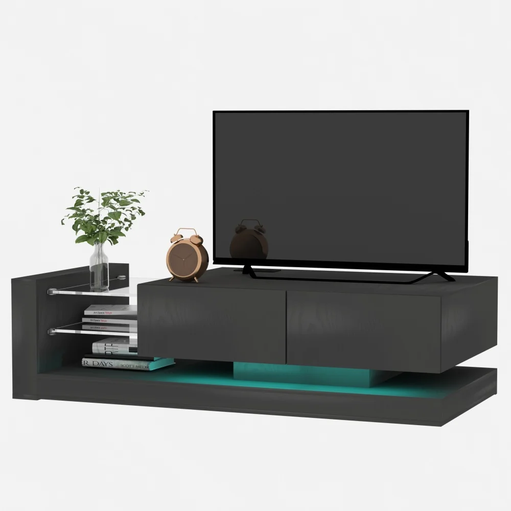

TV Console with Storage Cabinets, Full RGB Color 31 Modes Changing Lights Remote RGB LED TV Stand