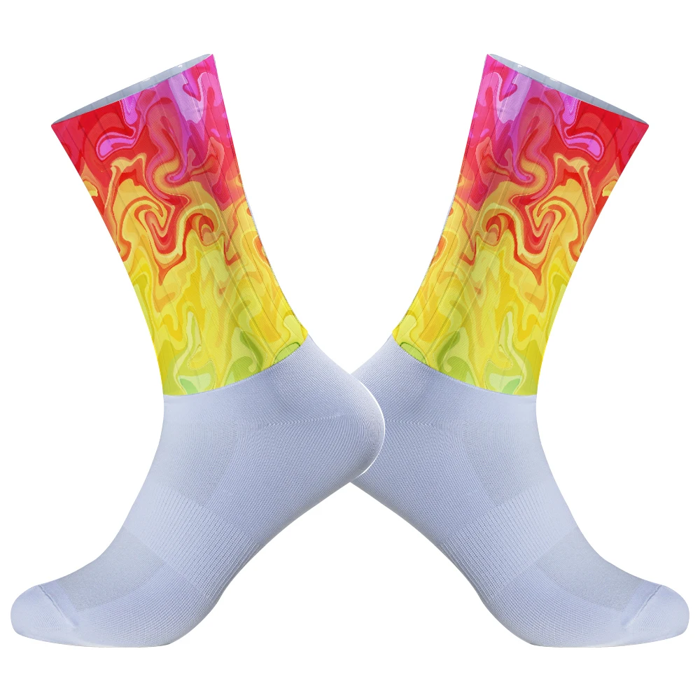 Chaussettes de sport coordonnantes en silicone pour hommes, pour vélo, course à pied, cyclisme, nouvelle collection été 2024