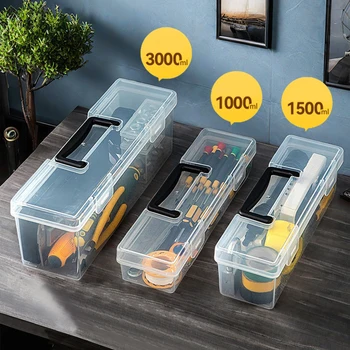 Transparent Handheld Toolbox Portable Large Capacity Thickened Plastic Hardware Tool Storage Box With Handle Tool Organizer Box 1