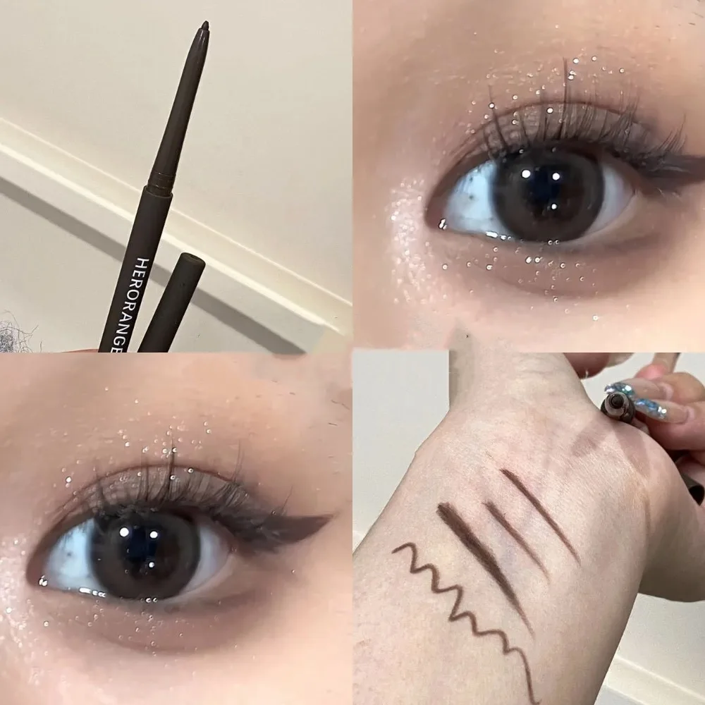 Lápiz Delineador de ojos de Gel ultrafino, lápiz delineador de ojos negro y marrón, resistente al agua, mate, gusano de seda, maquillaje de ojos duradero de secado rápido