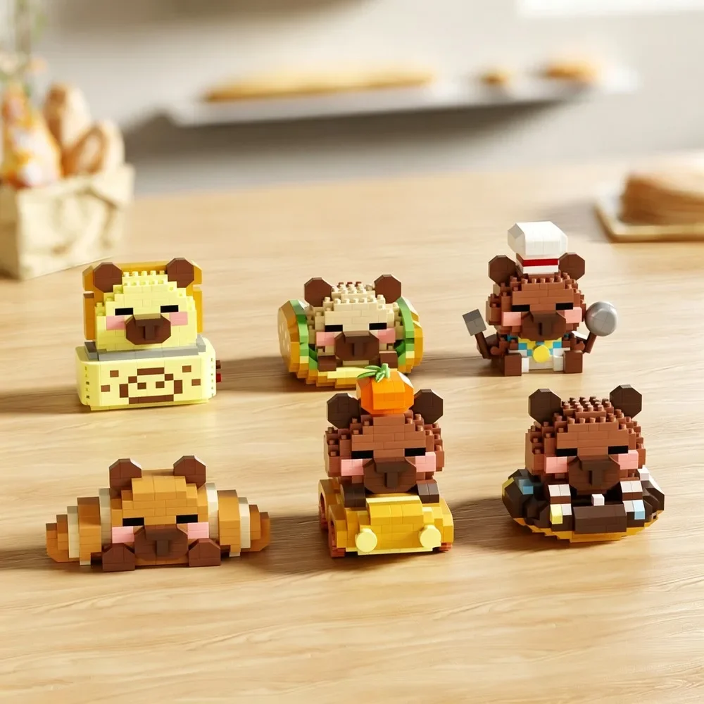 Capybara Animal Mini Micro Building Blocks DIY Assembly 3D Model Ornament Stress Relief Desktop Decoration Handmade Puzzle Gift