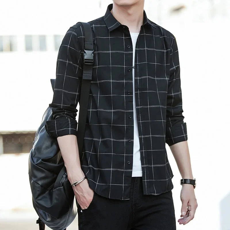 Fashion Men's Clothing Casual Loose Long Sleeve Shirt Spring And Autumn Korean Style White Casual Shirt Tops