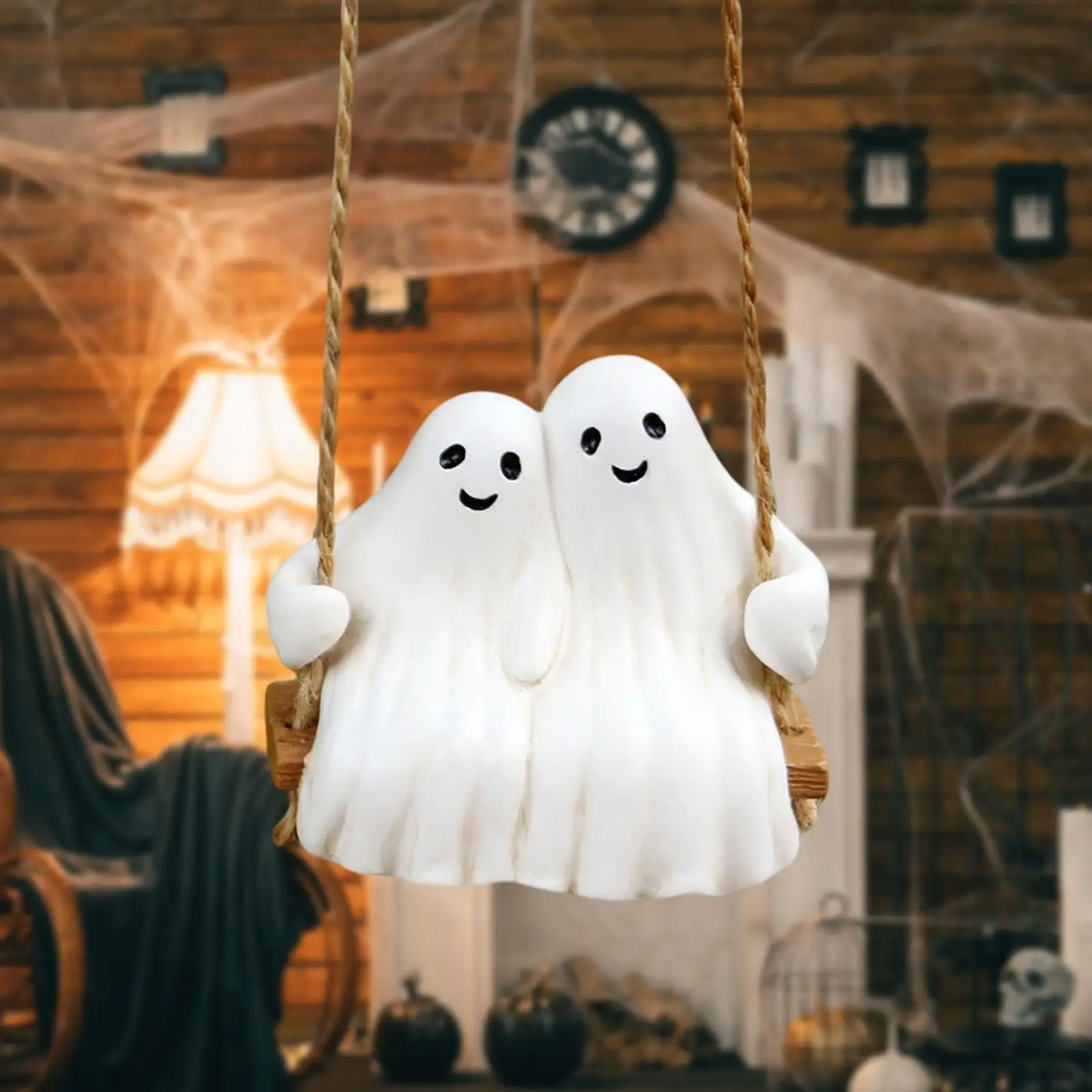 Statua di fantasma di Halloween Ornamento da appendere Puntelli per feste Decorazione di Halloween per albero Accessori interni per auto Portico da ufficio all'aperto