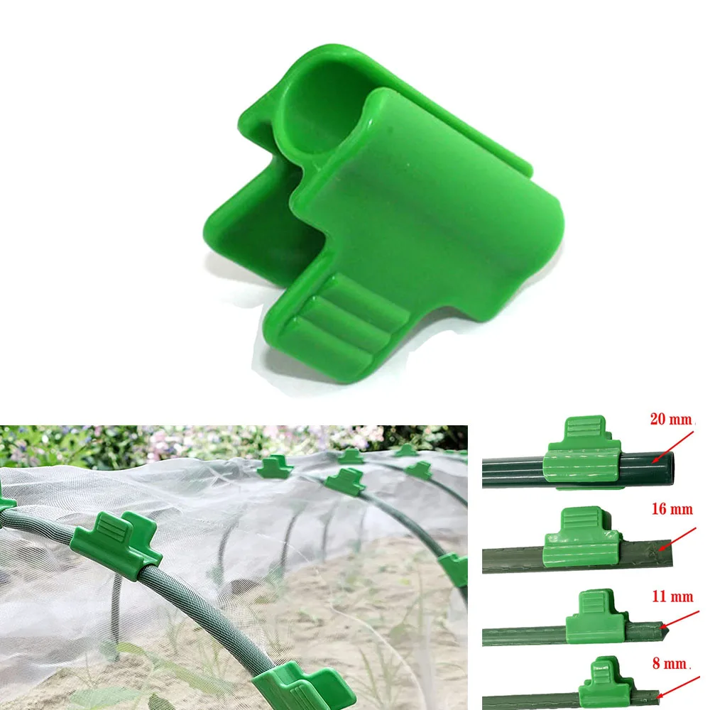 50pcs/Lot Greenhouse Clamps Film Row Cover Netting Tunnel Hoop Clip Frame Shading Net Rod Greenhouse Clamps Extension Support