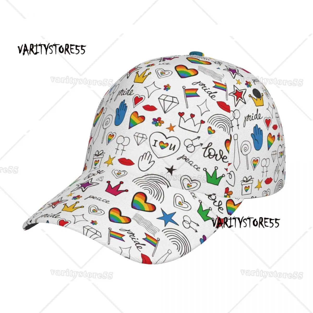 

ЛГБТК Doodles Pride Love Peace Радужный наряд Бейсбольные кепки унисекс Гей Парад Сlogan ЛГБТ Права Шапки Кепка Регулируемая