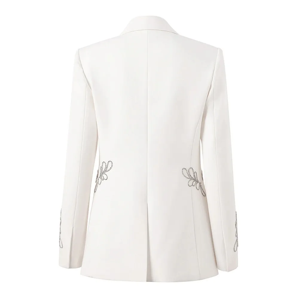 سترة نسائية بيضاء بحجر الراين وحفلات الزهور الرسمية #2