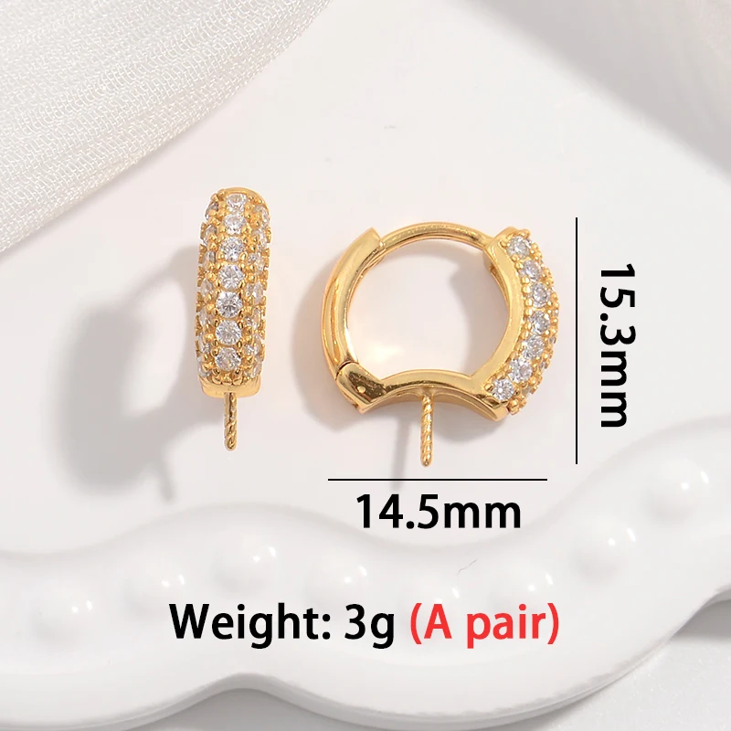 S925 Sterling silver pearl earrings hoop hollow base Homemade bracelet necklace semi-finished jewelry making accessories SE26