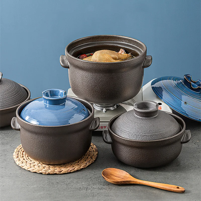 Ceramic Pot Cooking Japanese Style Clay Casserole Kitchen Cookware Stew Pot Big Soup Pan Cooking Saucepan Korean Cookware