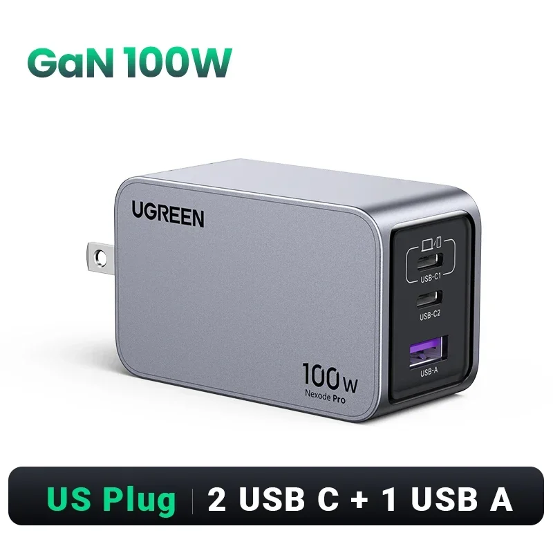 Ugreen 100W Gan Oplader Usb C Oplader Qc4.0 3.0 Snel Opladen Voor Macbook Laptop Tablet Pd Snelle Oplader Voor Iphone 15 14 13 Pro