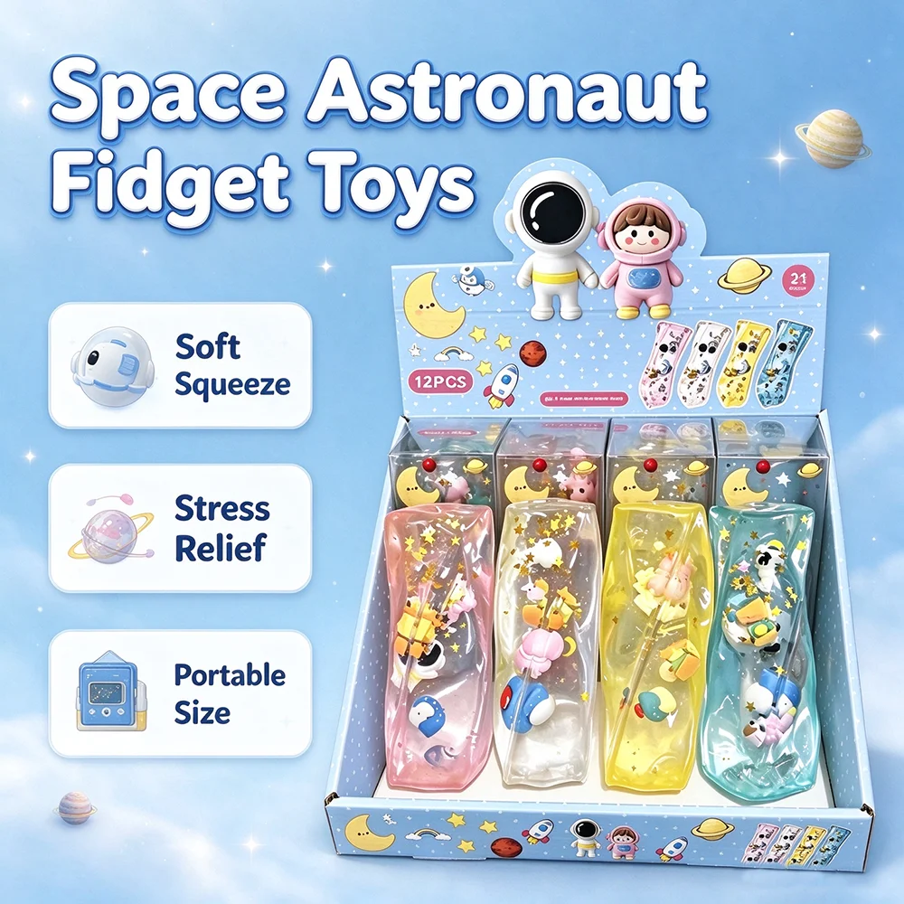 Cute Astronaut Fidget Toy Set Soft Stress Relief Squeeze Butter Slime Toys Portable Sensory Fidget Toys for Adults Party Gift