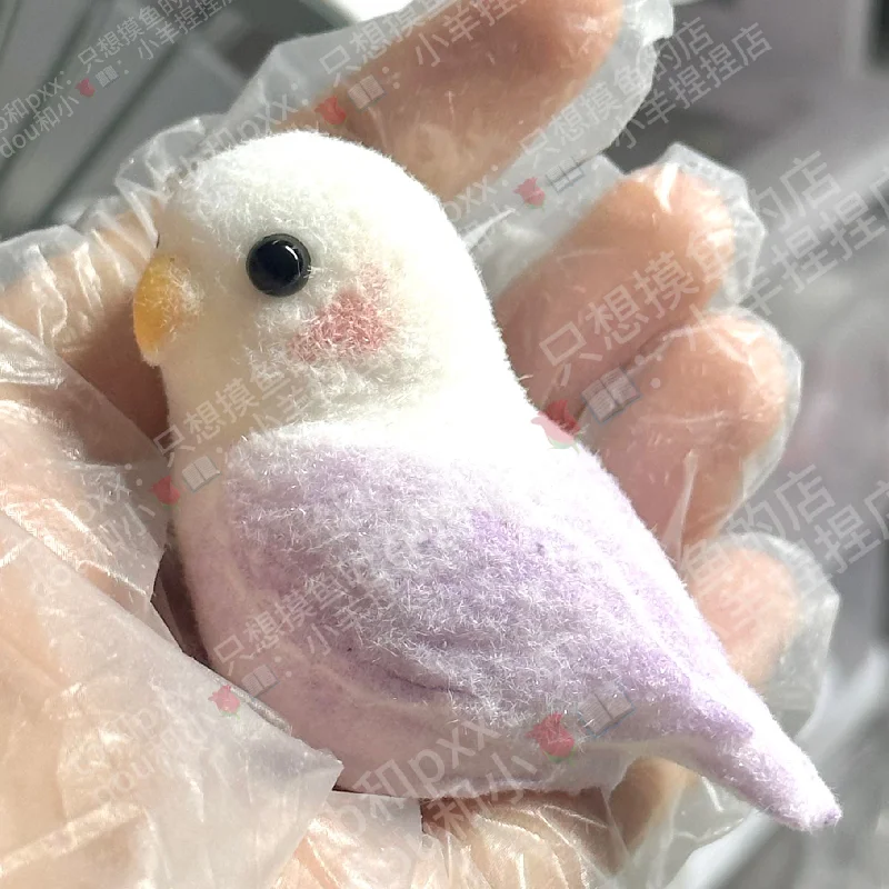 New Handmade Silicone Flocked Squeeze Fidget Super Soft Fingertip Toy Kawaii Birds Color Parrot Children's Birthday Squishy Gift