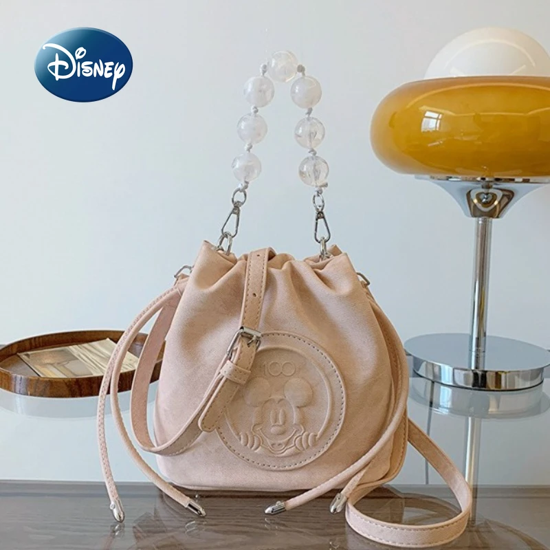 

Disney Mickey New Mini Bucket Bag Cartoon Cute Luxury Mini Women's Shoulder Bag Fashion Trend Women's Handbag High Quality
