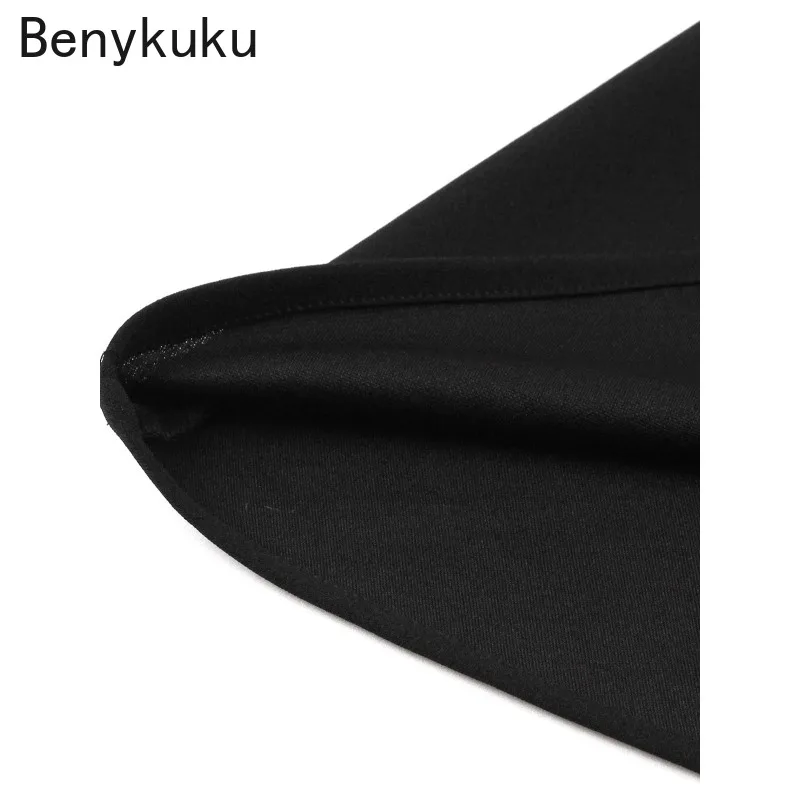 Robe de soirée gothique noire, boutons sur le devant, manches en maille, vêtements d'été pour femmes, col rabattu, ceinturé, robe de bal Vintage Y2k, 2025