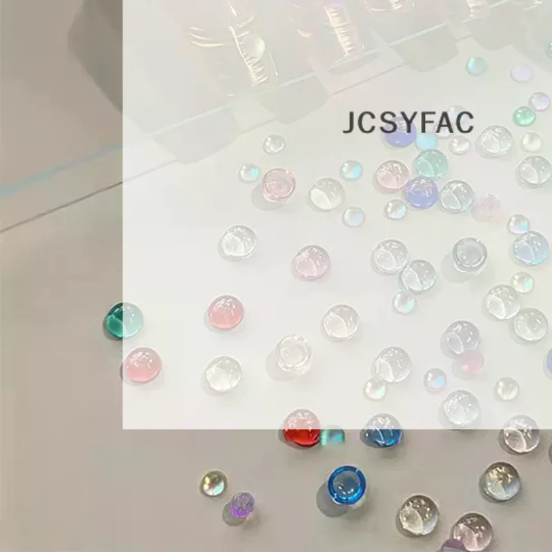 /JCS/Colorful Mermaid Bubble Bead Nail Accessories Flat Candy Colored Semi-Circular Mermaid Diamond Macaron Nail Decoration