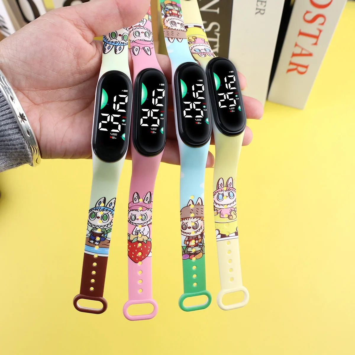 50pcs/lot Cartoon Digital Kids Watches Anime Figures LED Watch Touch Waterproof Electronic Sports Watch Kids Birthday Gift