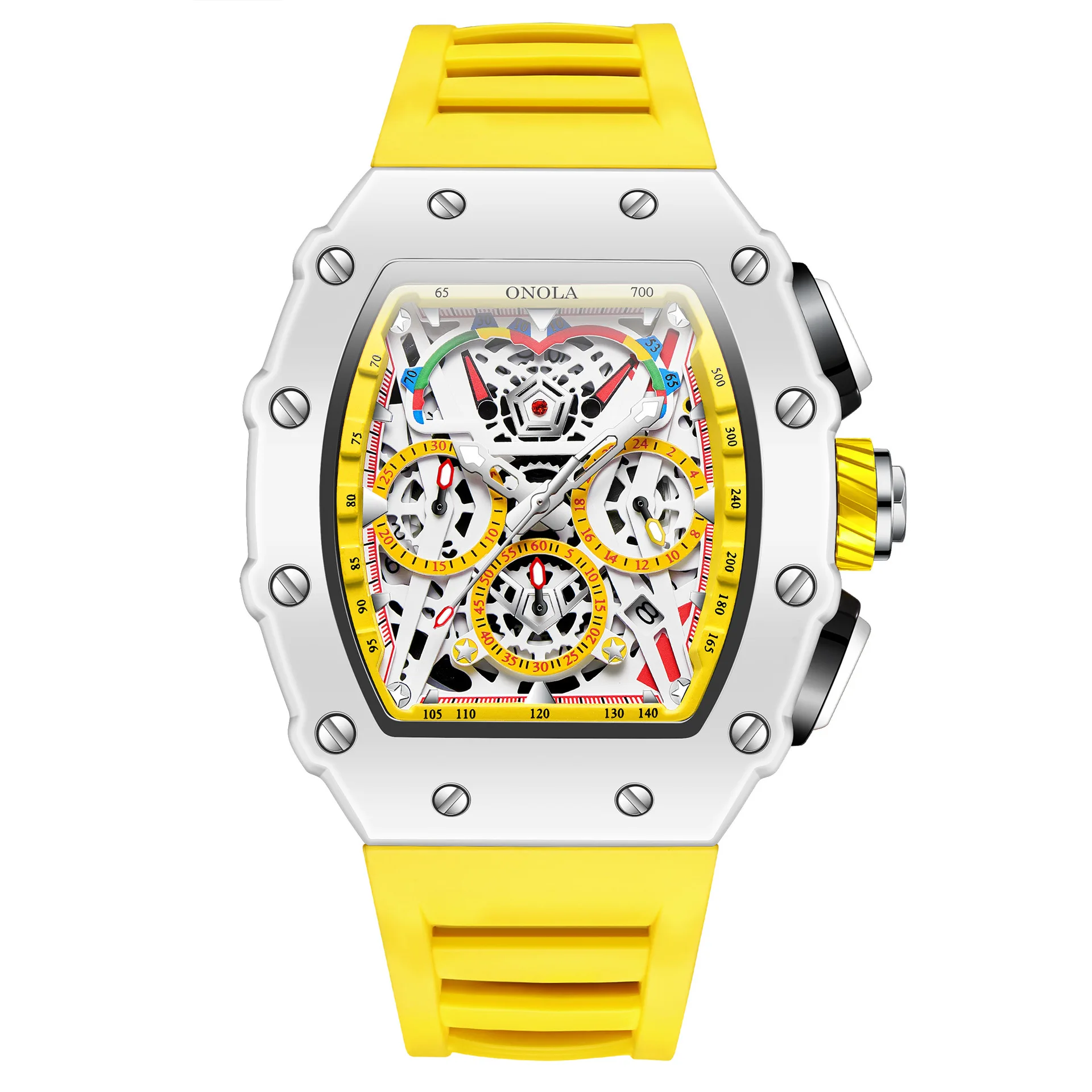 

Luxury Watch Men's Fashion Casual Multifunctional Silicone Tape Waterproof Quartz Watch White