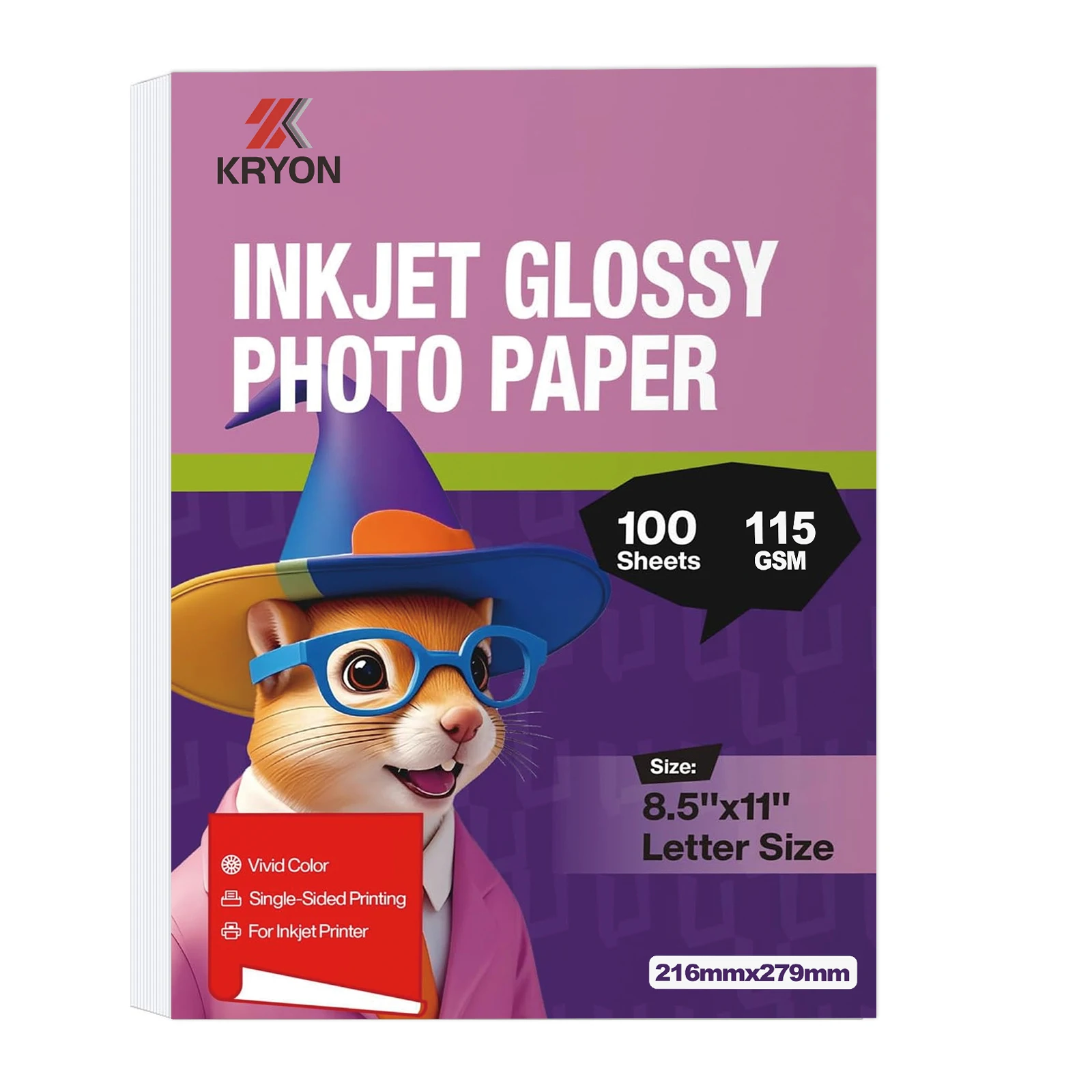 100 Sheets 8.5x11 In 115GSM Single Side Glossy Photo Print Inkjet Letter Size DIY Chip Bag Party Favors Brochure Flyer Picture