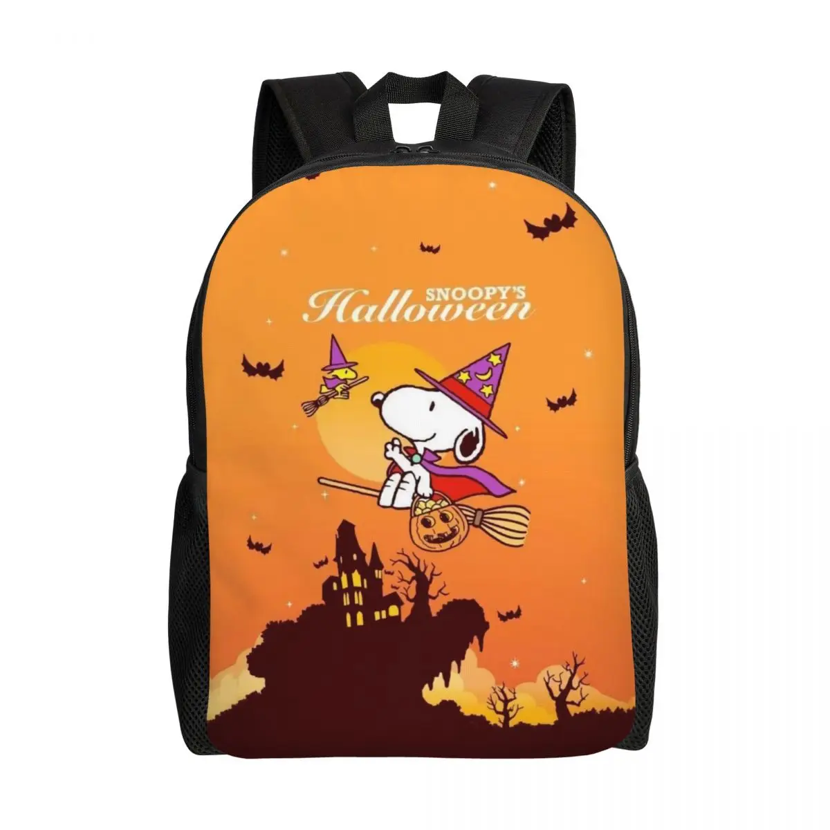 

Custom S-Snoopys Anime Laptop Backpack Women Men Casual Bookbag for College School Student Halloween Bat Bags