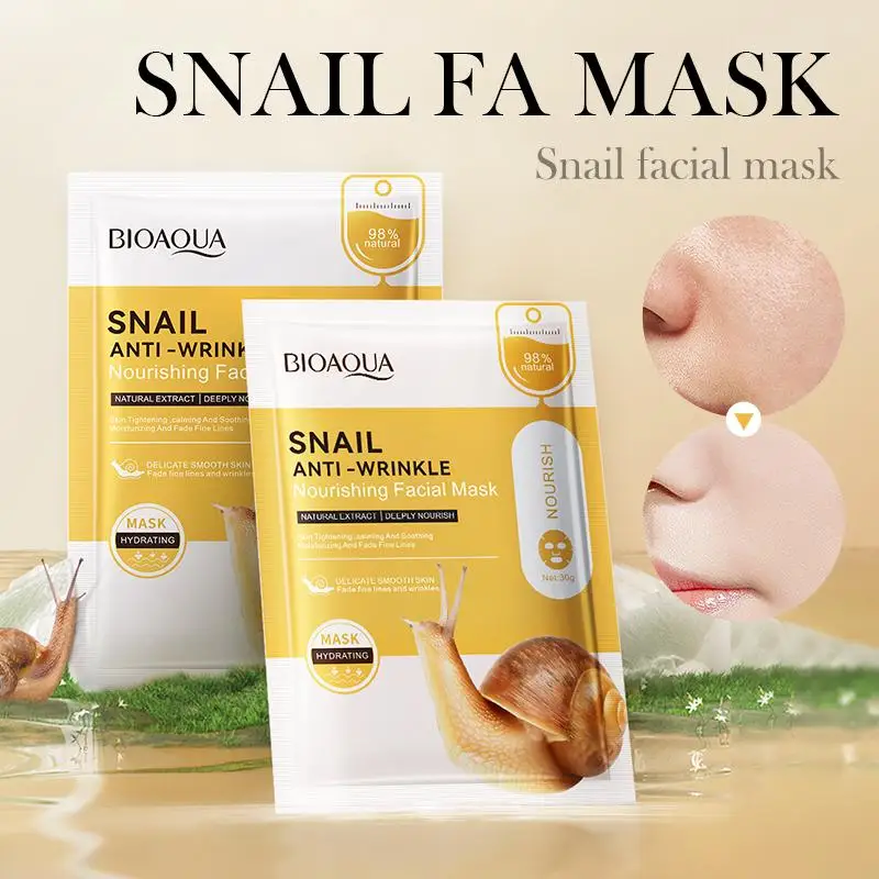 

10/20pcs BIOAOUA Snail Face Mask Moisturizing Brightening Anti-aging Anti Wrinkle Skincare Facial Masks Sheet Mask Skin Care