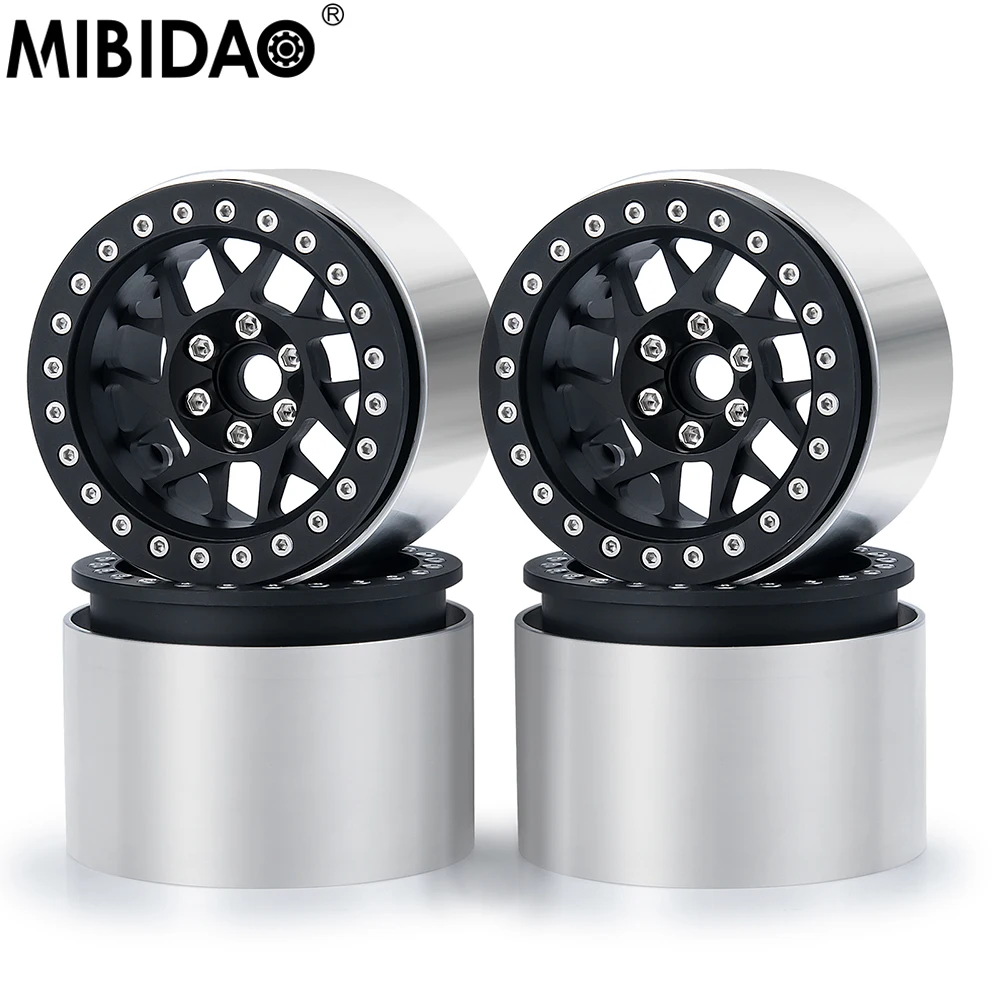 

MIBIDAO 4Pcs Metal 2.2" Beadlock Wheel Hub Rim 45mm For 1/10 Axial SCX10 90046 D90 Wraith 90018 RC Crawler Car