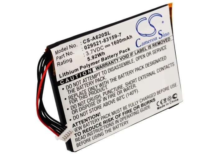 CS 1600mAh Battery For Asus Mypal A620  Mypal A620BT  Mypal A620G   Typhoon MyGuide 5500  MyGuide 5500XL